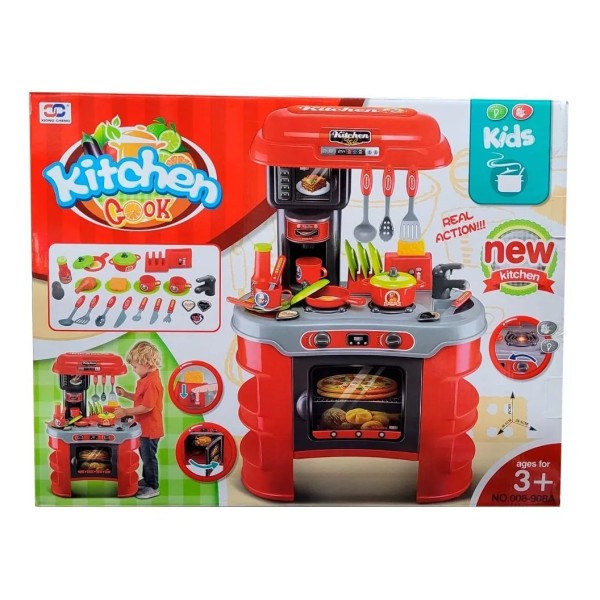 COCINA COMPLETA CON LUCES Y SONIDOS ROJA - ELECTRODOMÉSTICOS CHENGI