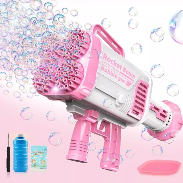 Pistola lanza burbujas a batería(Rosa)
