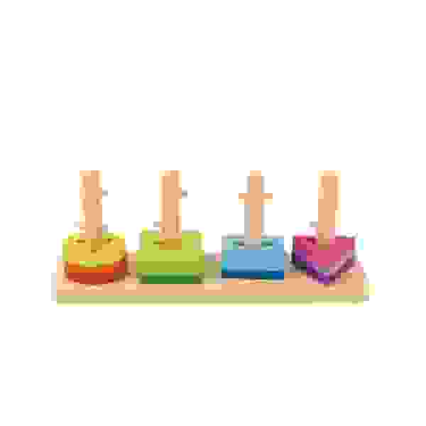 Juego de bloques geométricos de madera - 13 piezas - Tooky Toy