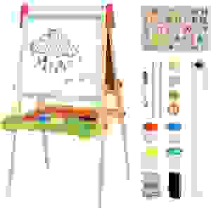 Caballete de madera para niños – Soporte de altura ajustable con pizarra blanca magnética - Tooky Toy