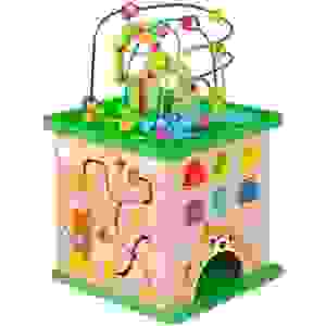 Cubo de Actividades de Madera 5 en 1 con Laberinto de Alambres - Tooky Toy