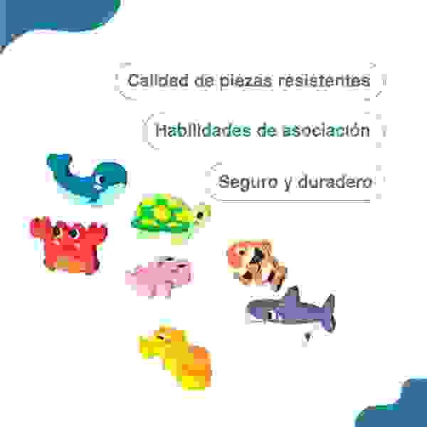 Rompecabezas marino, Bandeja de madera con animales TK265 - Tooky Toy - Imagen 2