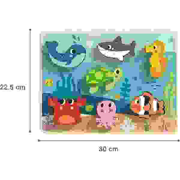 Rompecabezas marino, Bandeja de madera con animales TK265 - Tooky Toy - Imagen 3