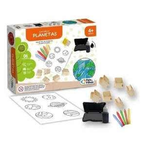 Sello de juguete infantil con planetas