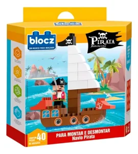 Kit De Bloques De Encastre Barco Pirata Con Personaje 40pcs – Blocz
