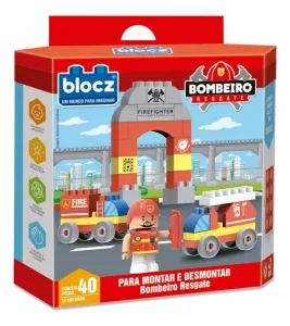 Kit De Bloques De Encastre 40 Piezas + Muñeco Bombero