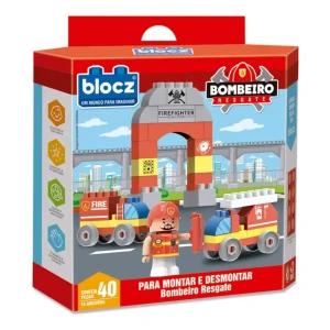 Kit De Bloques De Encastre 40 Piezas + Muñeco Bombero