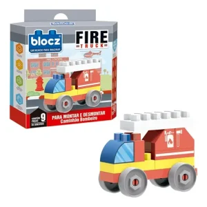 Kit De Bloques De Encastre 9 piezas + camión de incendios