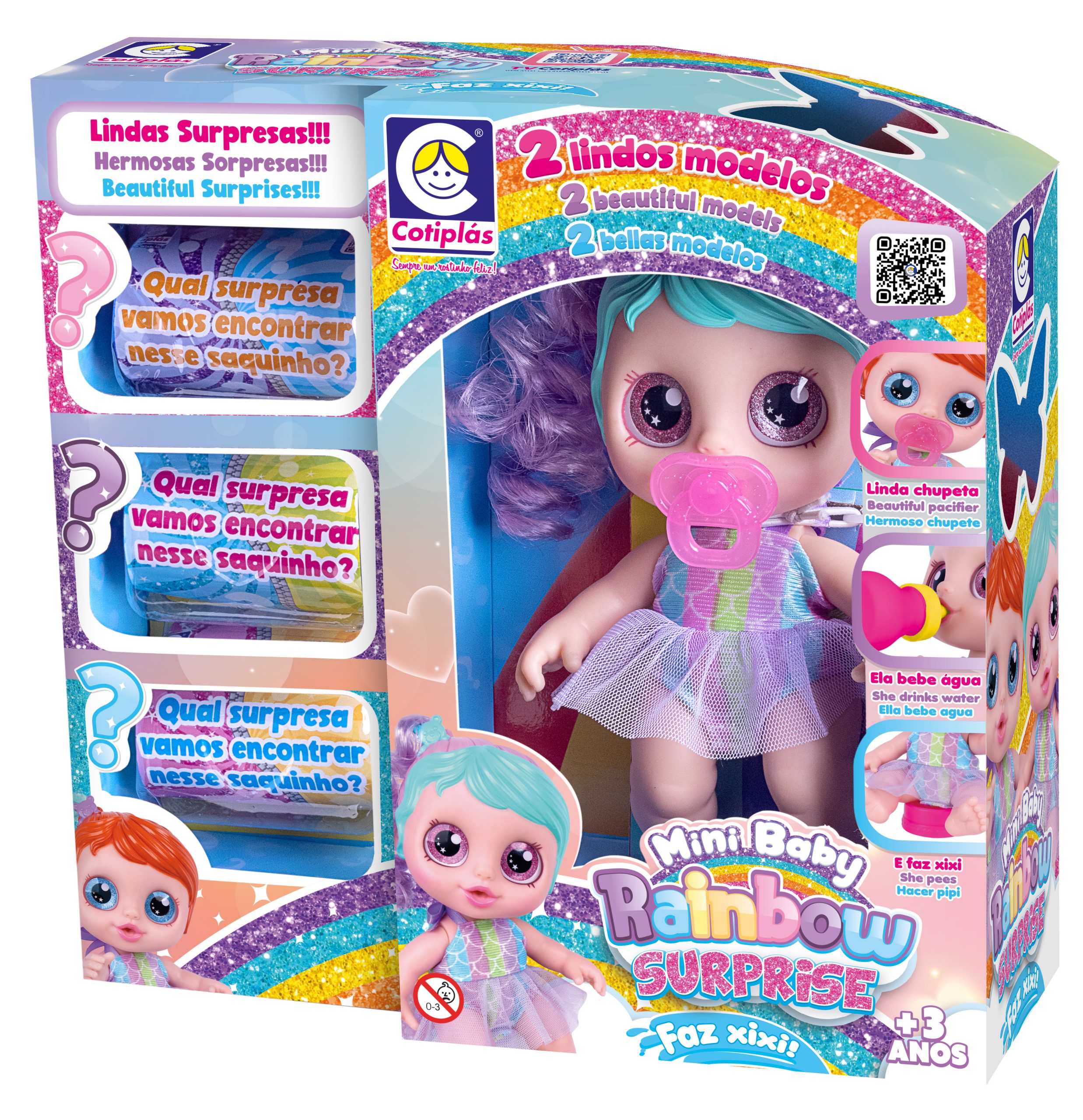 Muñeca Baby Rainbow Surprise – Hace Pipi con Mechas Verdes