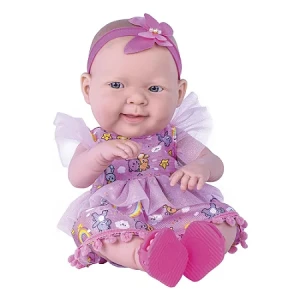 Bebé con ropa rosa con accesorios sorpresa