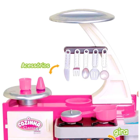 Cocina infantil rosa completa con accesorios - Imagen 2