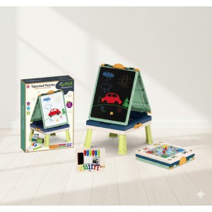 Pizarra infantil 2 en 1 con juegos de mesa (Azul)